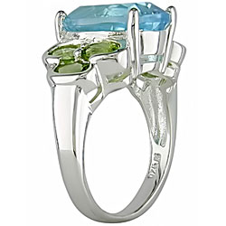 Sterling Silver Blue Topaz and Peridot Ring
