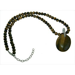 Sterling Silver Tigereye Beaded Necklace