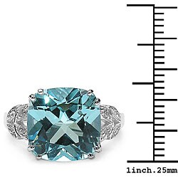 Sterling Silver Blue Topaz and Diamond Accent Ring