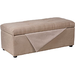Mocha Microfiber Hinged-storage Ottoman Bench