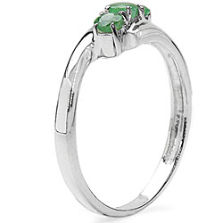 Sterling Silver Genuine Emerald 3-stone Ring