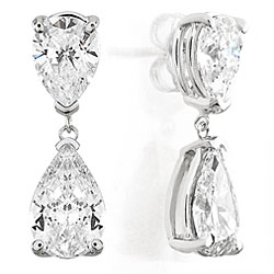 14k White Gold 3 3/5ct TDW Pear Diamond Earrings (I-J, I1)