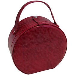 Red Leather Round Jewlery Box