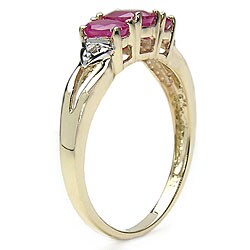 10k Yellow Gold Genuine Ruby and Diamond Ring