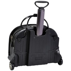 McKlein Black Glen Ellyn Leather Detachable-Wheeled Laptop Case