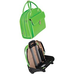 McKlein Green Glenn Ellyn Leather Detachable Wheeled Laptop Case
