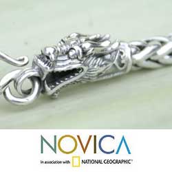 Sterling Silver 'Loyal Dragon' Chain Necklace (Thailand)