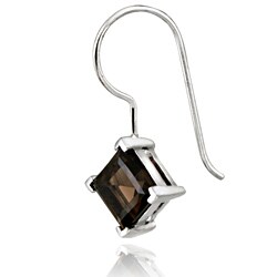 Glitzy Rocks Sterling Silver Smokey Quartz Drop Earrings