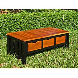 Large 3-drawer Acacia Bench 