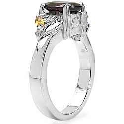 Sterling Silver Garnet and Citrine Ring (Size 7)