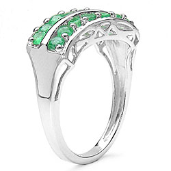 Sterling Silver Emerald Wave Ring
