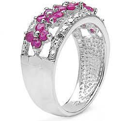 Sterling Silver Ruby and Diamond Floral Ring