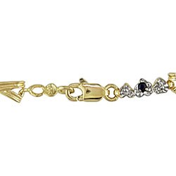 10k Gold 'X' and Heart Link Blue Sapphire Bracelet