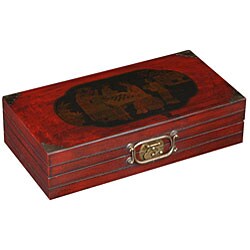 Red Leather Chinese Mythology Chess Game Set
