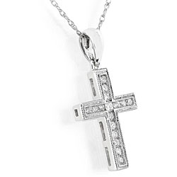 14k Gold and 1/6ct TDW Diamond Cross Necklace
