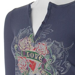 Ambiance Brand Junior's Vintage Print Thermal Top