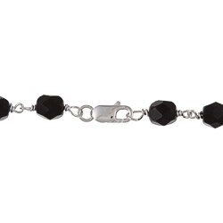 Sterling Essentials Sterling Silver Jet Black Crystal Rosary Necklace