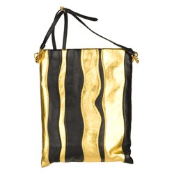 Prada Gold and Black Stripe Messenger Bag