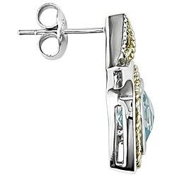 Silver and 10k Gold Blue Topaz and Diamond Earrings