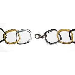 Two-tone Stainless Steel Square Link Bracelet