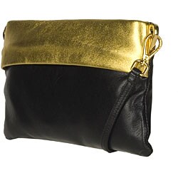 Prada Gold/ Black Metallic Leather Shoulder Bag