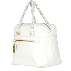 Fendi Selleria White Pebbled Leather Tote Bag