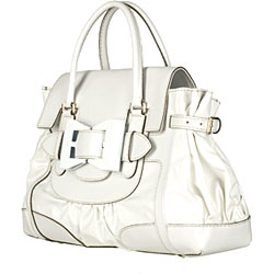 Gucci Queen White Coated Twill Medium Satchel