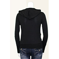 Savvy Junior's Black Hooded Stripe Jacket