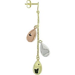 10k Gold Three-tone Dangle Teardrop Earrings