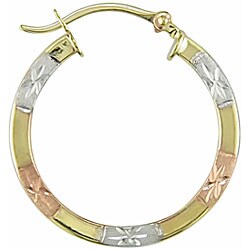 10k Three-tone Gold 22-mm Hoop Earrings