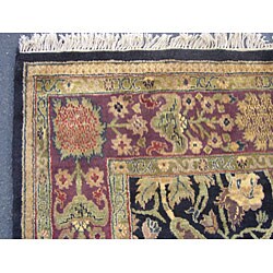 Indo Black/ Purple Wool/ Cotton Rug (8' x 10')