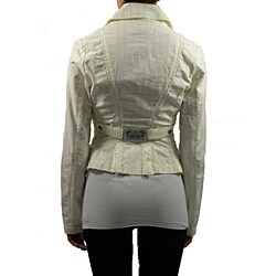 Fornarina Women's Cream and Blue Striped Blazer