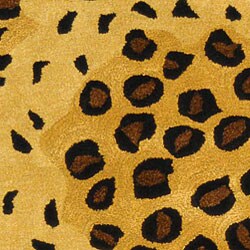 Handmade Soho Leopard-print Gold/ Black New Zealand Wool Runner (2'6 x 12')