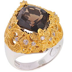 Michael Valitutti Silver/ Vermeil Quartz/ Sapphire Ring