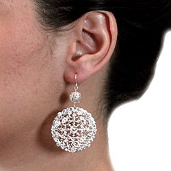 Nexte Silvertone Filigree Ball and Disc Earrings