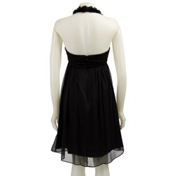 Max & Cleo Chiffon Halter Dress with Rosettes