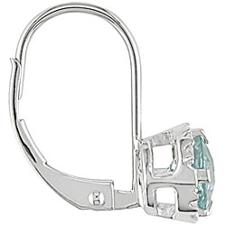 10k White Gold Blue Topaz and Diamond Earrings