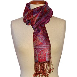 Silk Coral/ Turquoise Scarf (India)