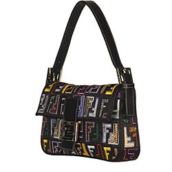 Fendi Black/ Multicolor Embroidered Baguette 