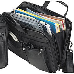 Houston Deluxe Black Soft Leather Laptop Case