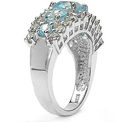 Sterling Silver Blue and White Topaz Ring (Size 6)