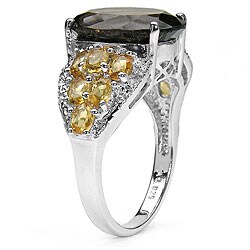 Sterling Silver Smokey Quartz and Citrine Ring