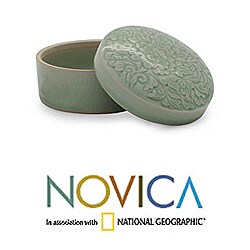 Celadon Ceramic 'Divine Forest' Box (Thailand)