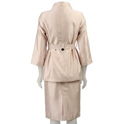 FINAL SALE Larry Levine Ivory Shantung Skirt Suit