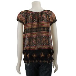 Renee C. Women's Sheer Tie-front Peasant Top