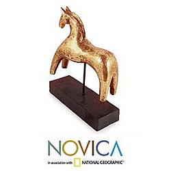 Golden 'Pony Express' Wood Statuette (Thailand)