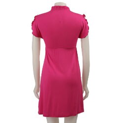 Pathway Short-sleeve Ruffle-neck Knit Dress