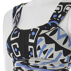 Sangria Shirred Waist Printed Sleeveless Dress