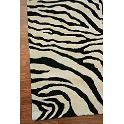 Alexa Zebra Animal Pattern Black/ White Wool Rug (8'6 x 11'6)