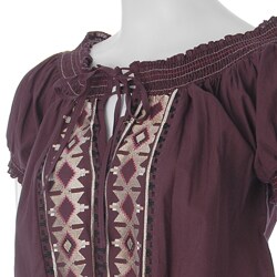 Cute Options Junior's Smocked Peasant Top with Embroidery